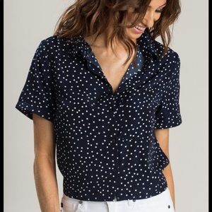 Mod Ref cropped black polka dot top
